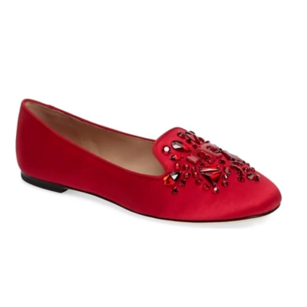 Tory Burch Delphine Embellished Crystal Almond Toe Loafers